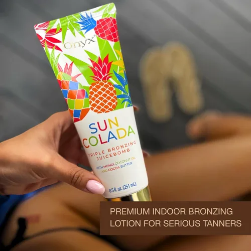 Vista 10 de Onyx Suncolada Loción bronceadora triple para cama de bronceado - Acelerador de bronceado oscuro interior con bronceador Fórmula