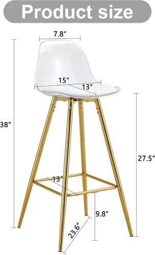 Vista 2 de Silla de bar acolchada moderna y cómoda con patas de metal, diseño de moda adecuado para comedor, cocina, terraza y sillas de sala de estar.