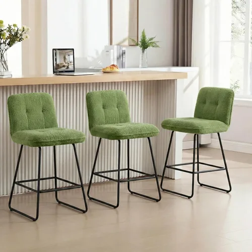 Vista 16 de Ollega Taburetes de bar de 26 pulgadas de altura de mostrador con respaldo, juego de 2, terciopelo marrón Powder-coated steel legs, comfortable