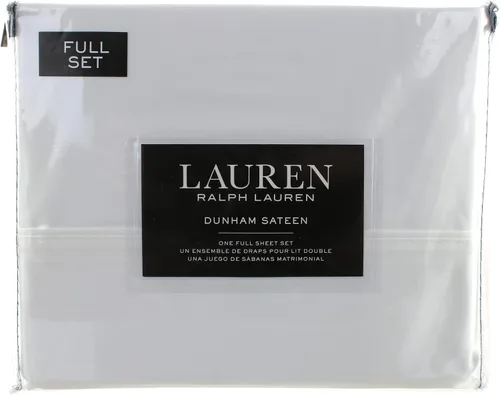 Vista 2 de Lauren Ralph Lauren Dunham - Juego de sábanas de algodón satinado, 3 piezas, color blanco sólido Dunham Blanco