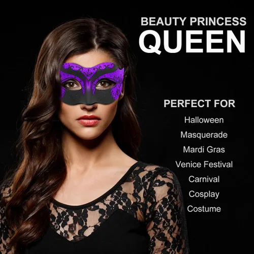 Vista 5 de Máscara veneciana para hombres, mujeres, parejas, máscara veneciana para Halloween, Mardi Gras, fiesta de disfraces
