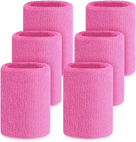 Vista 14 de Wettarn 6 Piezas Muñequeras de 4 Pulgadas de Tenis y Gimnasia para Agarre y Deporte Bandas de Muñeca de Algodón Elásticas Gruesas para Tenis y Fútbol