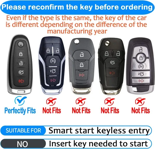 Vista 2 de Tukellen Funda para llavero Ford de TPU suave, protección completa, compatible con Ford C-Max Edge Escape Expedition Explorer Flex Focus Taurus Azul