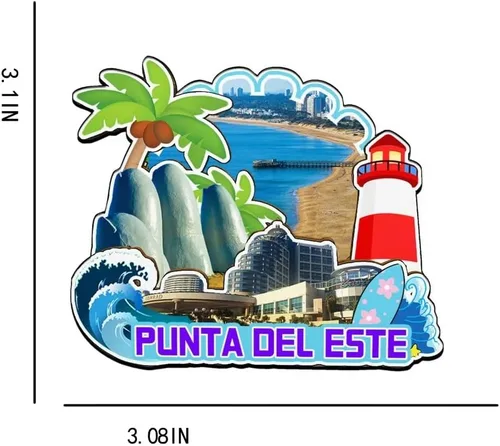 Vista 3 de Punta Del Este Uruguay - Imán de madera para nevera, monumentos 3D, recuerdos coleccionables, decoración hecha a mano -2322