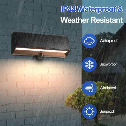 Vista 12 de FUDESY Luz solar de pared con sensor de movimiento para exteriores, 3 modos Lámpara de porche exterior impermeable, 3000 K, blanco cálido, 800