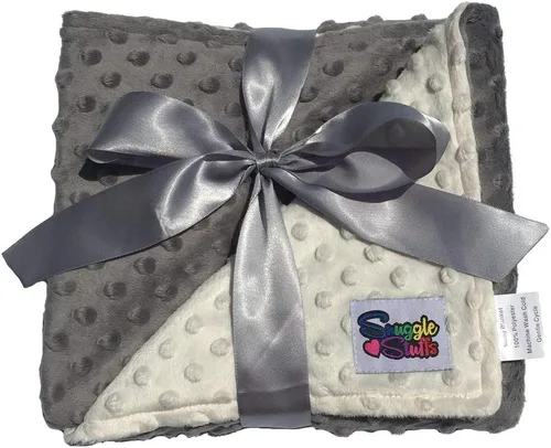 Vista 2 de Manta de bebé suave unisex reversible para niños Minky Dot - (crema/gris)