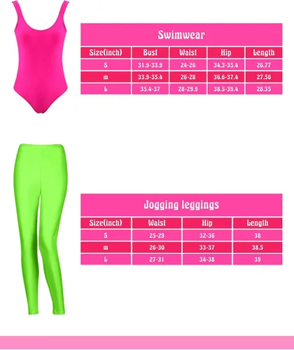 Vista 2 de SATINIOR Women 80s 90s Workout Costume Outfit Accessories Set Leg Warmers Headband Wristbands Earrings Swimwear Suit