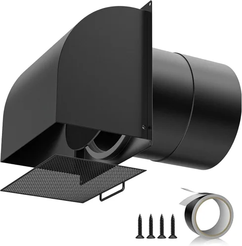 Vista 14 de Hon&Guan - Ventilación de pared con capucha de 4 pulgadas con solapa magnética y malla extraíble, cubierta de ventilación de secadora exterior