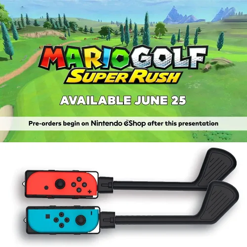 Vista 2 de Golf Culb para Nintendo Switch Joy-Con Controller accesorios deportivos para Mario Golf-Super Rush - Paquete de 2 negro