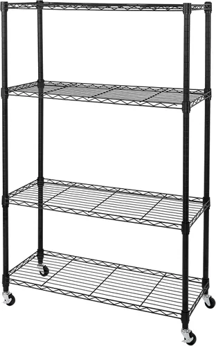 Vista 12 de Seville Classics Unidad de Almacenamiento de Estantería de Alambre de Acero Sólido con Estantes Ajustables, Estante Organizador, para el Hogar, Negro