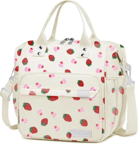 Vista 24 de TuErCao - Bolsa de almuerzo pequeña, ligera y aislada para mujer; para trabajo, portátil, suave enfriador para pícnic, viajes, viajes por carretera