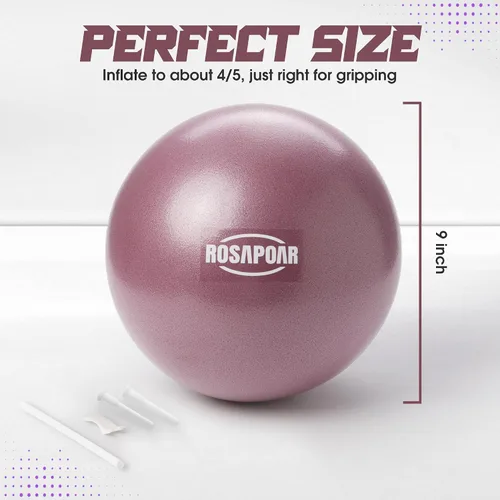 Vista 2 de ROSAPOAR Pelota de ejercicio pequeña – Mini pelota de pilates de 9 pulgadas, pelota de yoga antiestallidos para estiramiento y entrenamiento