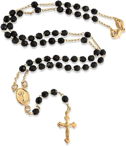 Vista 4 de Bling Jewelry Collar de Rosario Cristiano Católico con Cuentas de Bola, Cruz de Crucifijo, Jesús Católico, Virgen Madre María, Collar de Cuentas