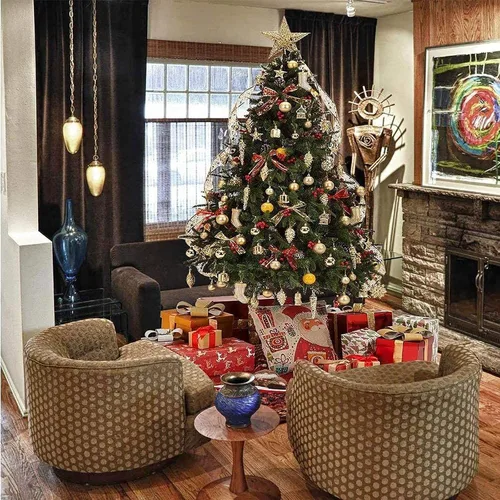 Vista 5 de Emopeak - Juego de 24 esferas navideñas, ornamentos irrompibles, 4 estilos, decoración colgante para árbol de Navidad, boda o fiesta