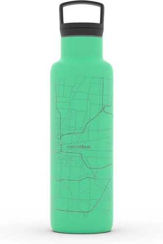 Vista 201 de Well Told Botella de agua aislada con mapa de Washington DC grabado, botella de acero inoxidable grabada (21 onzas, blanco) botella aislada de mapa