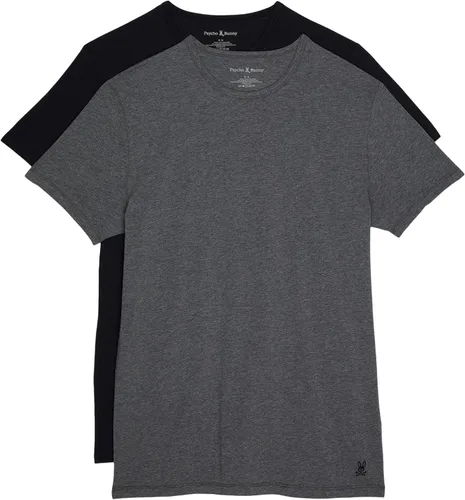 Vista 6 de Psycho Bunny Paquete de 2 camisetas de ropa interior con cuello redondo para hombre Negro
