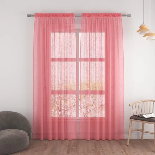 Vista 108 de UPOPO Paneles de Cortina Beige Pequeños Cortinas Transparentes de Gasa de 16 Pulgadas de Largo Cortinas de Cocina de Voile con Textura de Lino