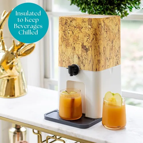 Vista 7 de Dispensador de Bebidas y Vino de Caja Bebly Diseño de Corcho Aislado - Sin Sudoración - Sin Bebidas Diluidas - Simple - Elegante - Dispensador