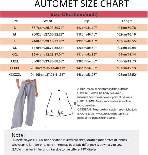 Vista 5 de SHAOBGE Pantalones de otoño para mujer, de cintura alta, de pierna ancha, casuales, cintura elástica, pantalones palazzo, pantalones de playa