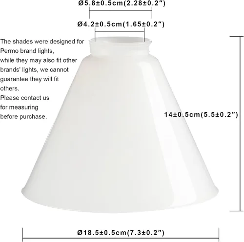 Vista 2 de Permo Embudo de repuesto para accesorios de iluminación, pantalla de vidrio blanco acampanado