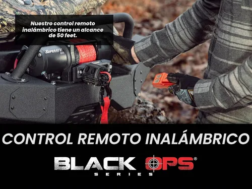 Vista 4 de SuperATV Black Ops - Kit de cabrestante de 2500 libras para UTV/ATV Incluye cuerda sintética de 50 pies Cabrestante de 12 voltios Motor de 1