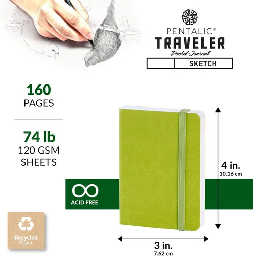 Vista 3 de Cuaderno de bocetos Travelers Dot Grid Pentalic Art, libre de ácidos