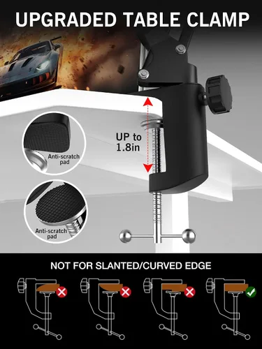 Vista 5 de SUNMON Rode NT-USB Mic Boom Arm - Brazo de micrófono para RODE NT-USB/NT-USB+/NT-USB Mini y la mayoría de micrófonos, soporte de brazo de tijera