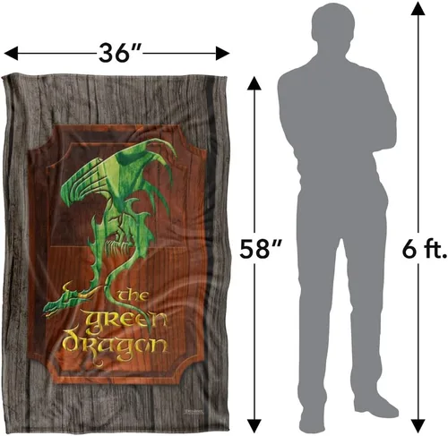Vista 5 de Manta de The Lord of the Rings de 36 x 58 pulgadas, con signo de posada de dragón verde, tacto sedoso, súper suave