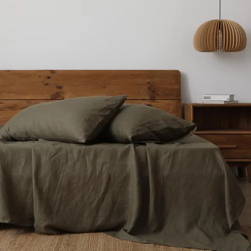 Vista 9 de XZ XIFA Fundas de almohada estándar tamaño King, paquete de 2 unidades, cierre de sobre, 100% lino francés lavado natural, transpirables, duraderas