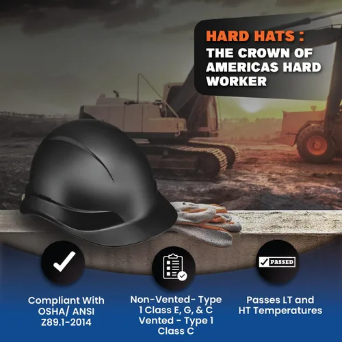 Vista 5 de ACERPAL Casco duro OSHA de color sólido sin ventilación estilo gorra con suspensión de 6 puntos