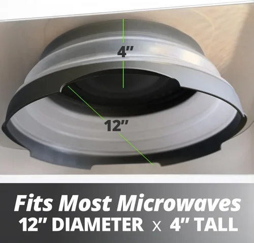 Vista 2 de HOVER COVER Tapa magnética para microondas con alta potencia, agarre magnético más fuerte, tapa de alimentos plegable de 12 pulgadas sin BPA