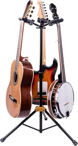 Vista 2 de Hercules Stands GS432B PLUS Tri - Soporte para guitarra con sistema de agarre automático y yugo plegable