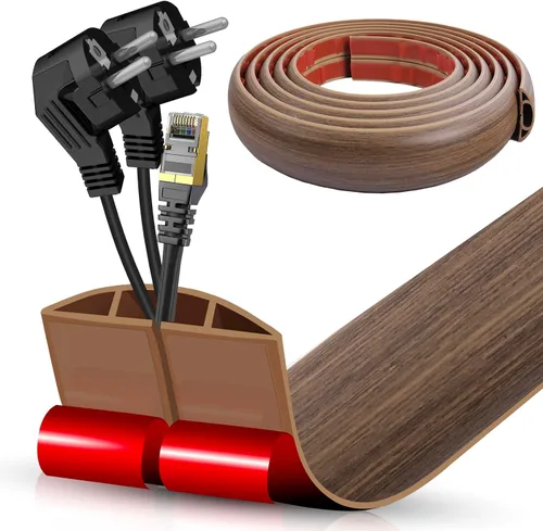 Vista 18 de Cubierta autoadhesiva para cables de suelo, gestión de cables de 3.3 pies, protector de tira de extensión para cables, evita tropiezos de cables