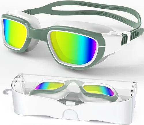Vista 14 de Gafas de natación polarizadas, gafas de natación unisex para adultos, antivaho, anti UV, vista amplia, gafas de piscina para hombres y mujeres