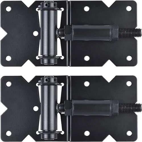 Vista 7 de Bisagras de hardware de puerta de cierre automático, resistentes para vallas de madera/vinilo/PVC, ajustable en 90 grados, con tornillos