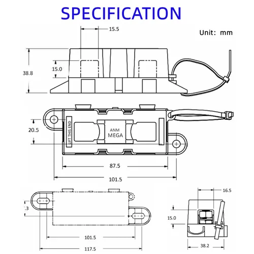 Vista 6 de Portafusible BOJACK AMG MEGA para fusible AMG MEGA (Paquete de 2)