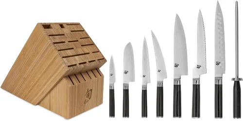 Vista 12 de Shun Juego clásico de 3 piezas Build-A-Block, incluye cuchillo de chef de 8 pulgadas, acero para afilar y bloque, juego de cuchillos japoneses