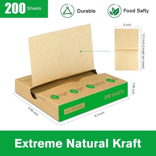 Vista 2 de EcoDispose Hoja de papel precortada POP UP Deli, paquete de 200, 6 "x 10.5 Papel kraft