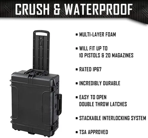 Vista 3 de DORO - Estuche rígido para 10 pistolas 20, con inserto de espuma personalizado MyCaseBuilder, impermeable, resistente, para pistola táctica/arma