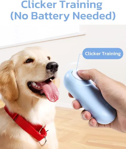 Vista 2 de Clink Design Clicker de entrenamiento para perros y clicker para perros con almacenamiento de golosinas, color azul