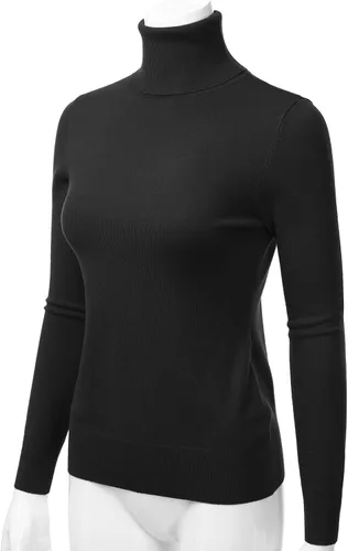 Vista 2 de LALABEE Suéter de punto elástico de manga larga para mujer, cuello alto, ajustado (S-XXL)
