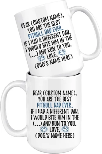 Vista 5 de Pitbull - Taza personalizada para papá de Pitbull, dueño de Pitbull, taza de papá Pitbull, I Love Pittie (15 onzas)