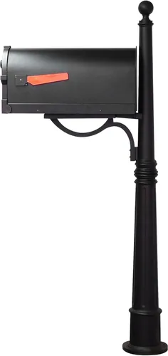 Vista 5 de Buzón Savannah con poste Ashland - Buzón negro con poste de aluminio - SCS-1014_SPK-600-BLK