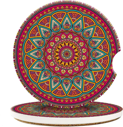 Vista 9 de Posavasos para Taza de Automóvil Mariposa Signo Místico Abstracto Azul Posavasos de Automóvil para Portavasos Universal Antideslizante Cerámica