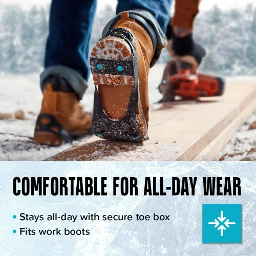 Vista 5 de Due North Tacos de hielo multiusos para zapatos y botas, picos de tracción para hombres y mujeres que trabajan en hielo y nieve