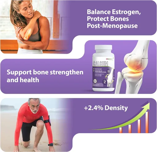 Vista 2 de EuBone Suplemento para la salud ósea con calcio y magnesio, vitamina D3 K2 que apoya la densidad y la fuerza ósea, a base de plantas, sin gluten