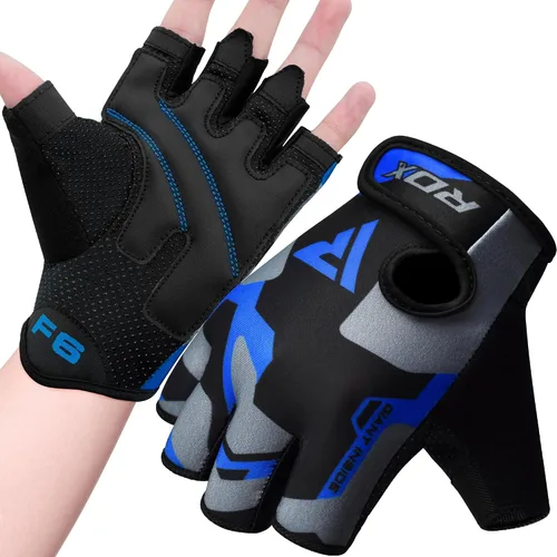 Vista 13 de RDX Guantes de levantamiento de pesas para gimnasio, entrenamiento de fitness, palma acolchada antideslizante, equipo de entrenamiento de fuerza