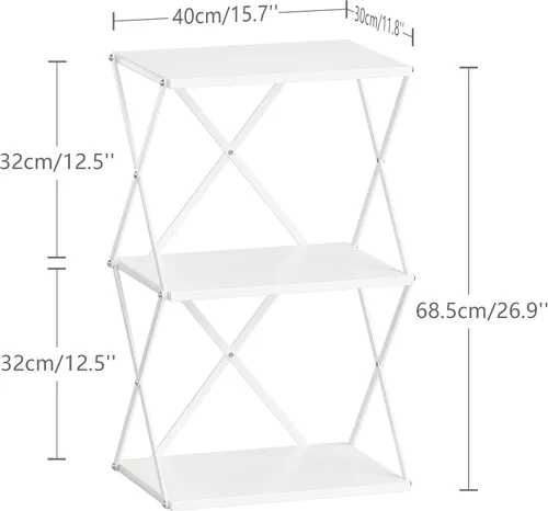 Vista 8 de Mesa auxiliar de 3 niveles Mesa lateral pequeña Mesita de noche alta con almacenamiento Escritorios laterales de sofá para sala de estar