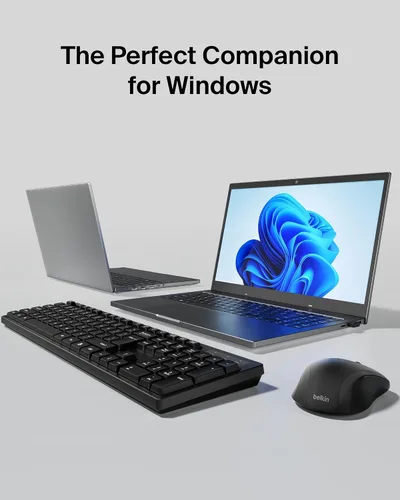 Vista 6 de Belkin Teclado y mouse inalámbricos con receptor USB-A, juego de teclado con mouse inalámbrico, diseño ergonómico para el hogar, oficina