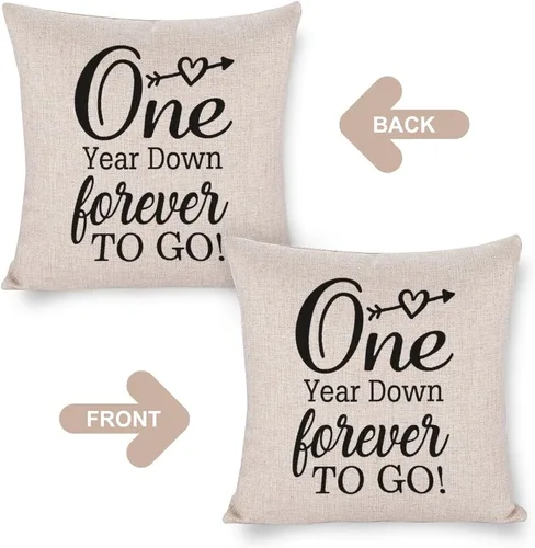 Vista 3 de One Year Down Forever to Go - Fundas de almohada decorativas de 16 x 16 pulgadas, funda de cojín cuadrada con acento de San Valentín para sofá